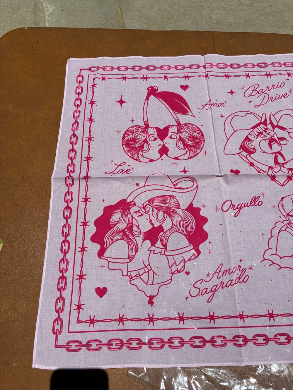 Barrio Drive Pink Queer Love Bandanna - Picture 5 of 12